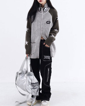 Star Girl Aesthetic Zip Up Sweater