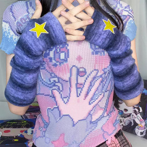 Star Girl Purple Arm Warmers