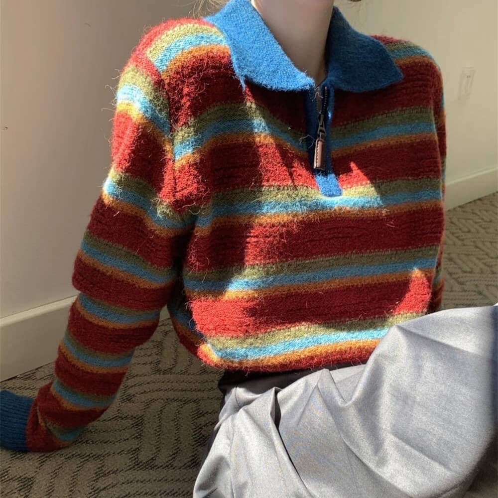 Primary Colors Cropped Knit Sweater